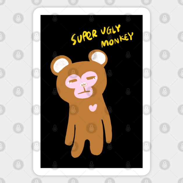 Super Ugly Monkey Magnet by Iniistudio